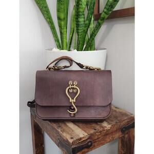 Vintage Le Grande Leather Purse Bag Brown 100% Genuine Leather Unique Hook...